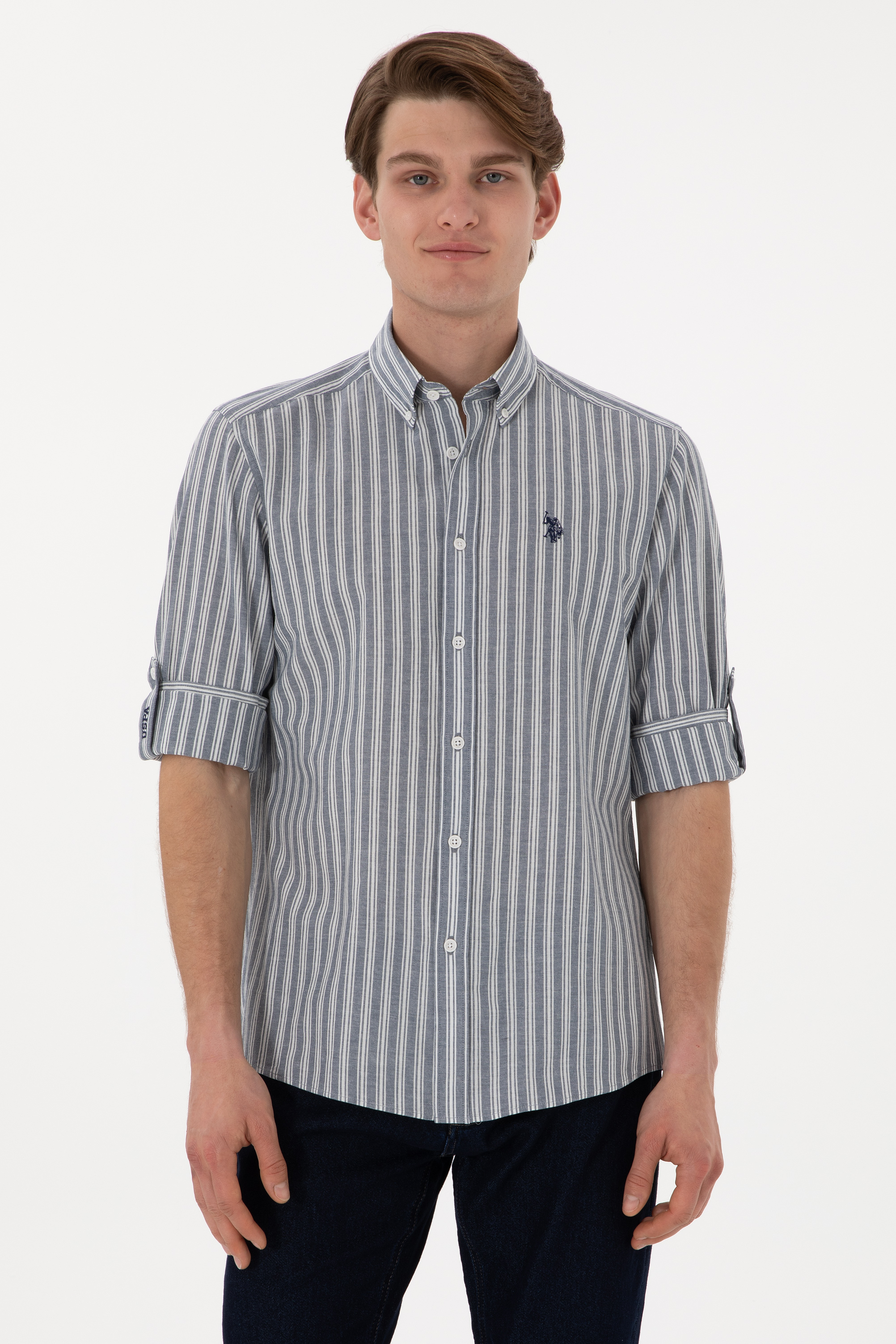 پیراهن آبی رگولار مردانه یو اس پولو | US POLO ASSN