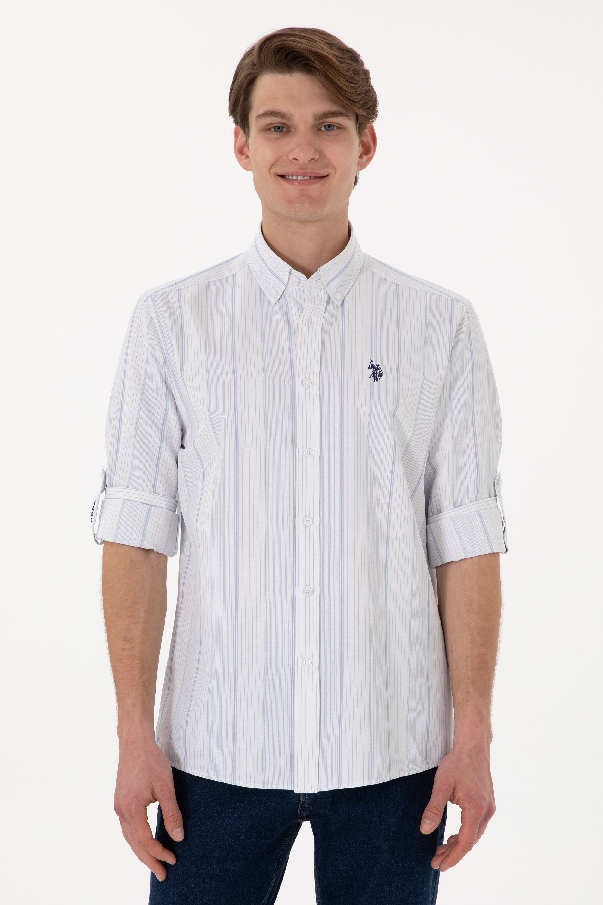 پیراهن آبی رگولار مردانه یو اس پولو | US POLO ASSN