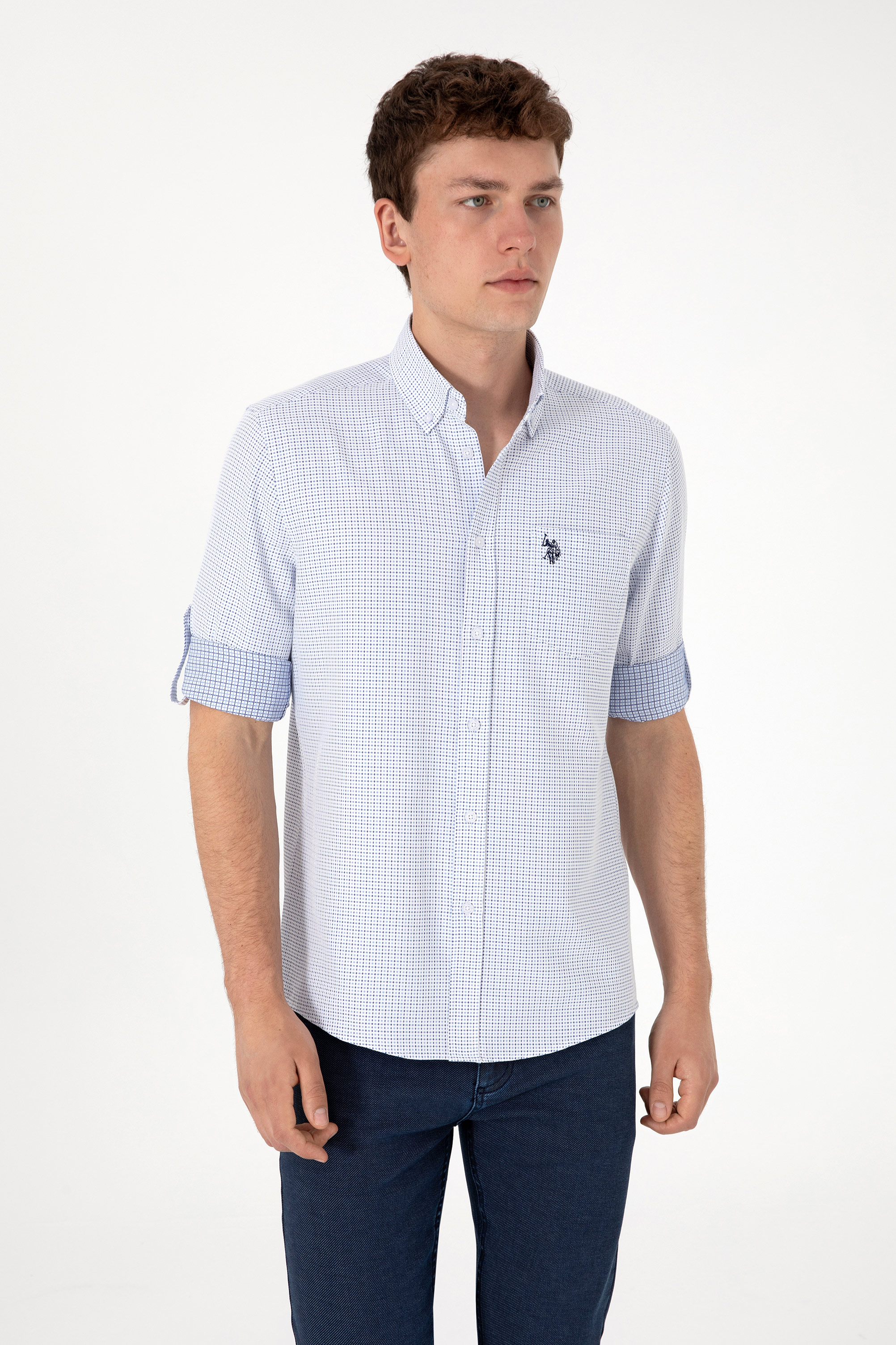 پیراهن آبی رگولار مردانه یو اس پولو | US POLO ASSN