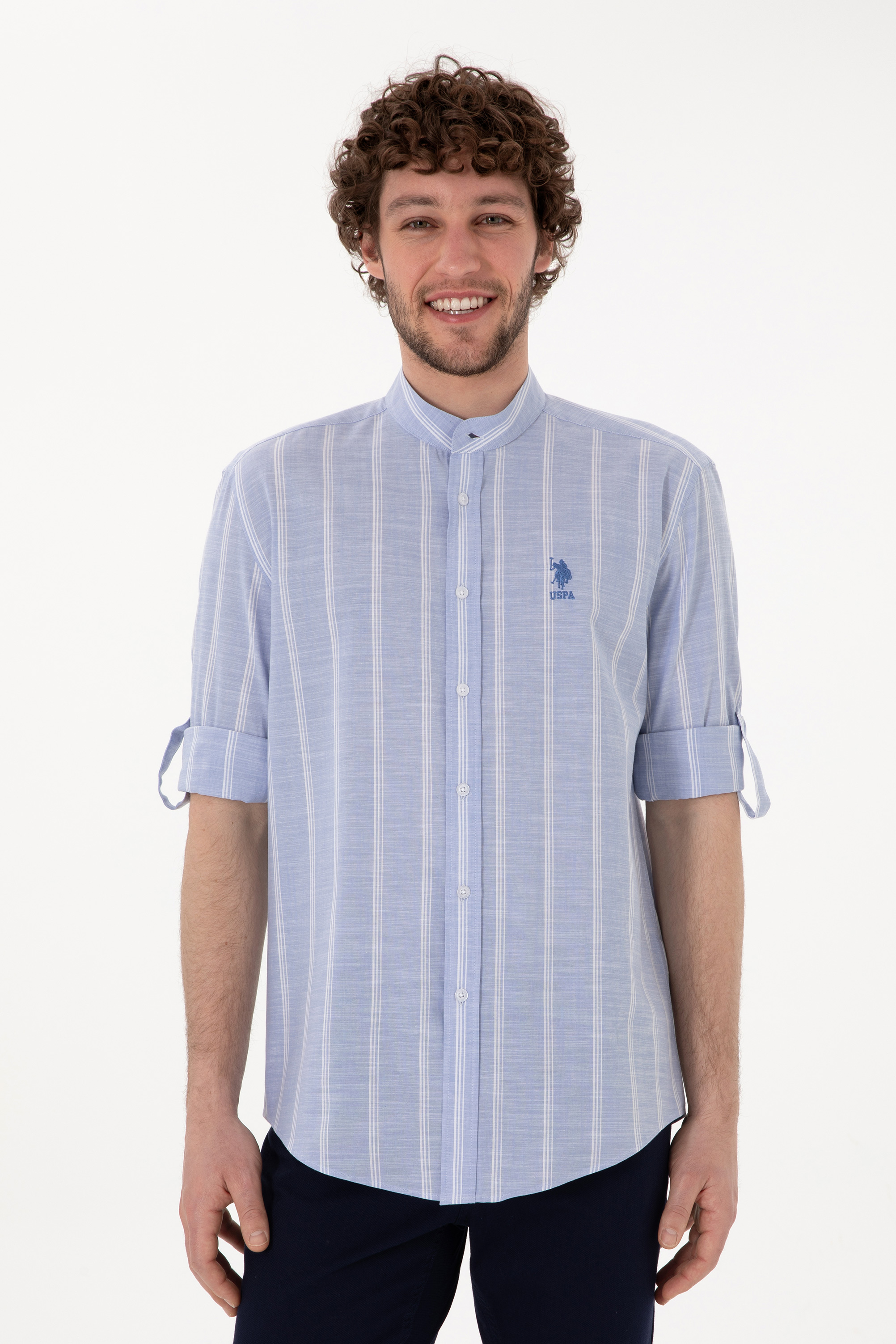 پیراهن آبی ریلکس مردانه یو اس پولو | US POLO ASSN