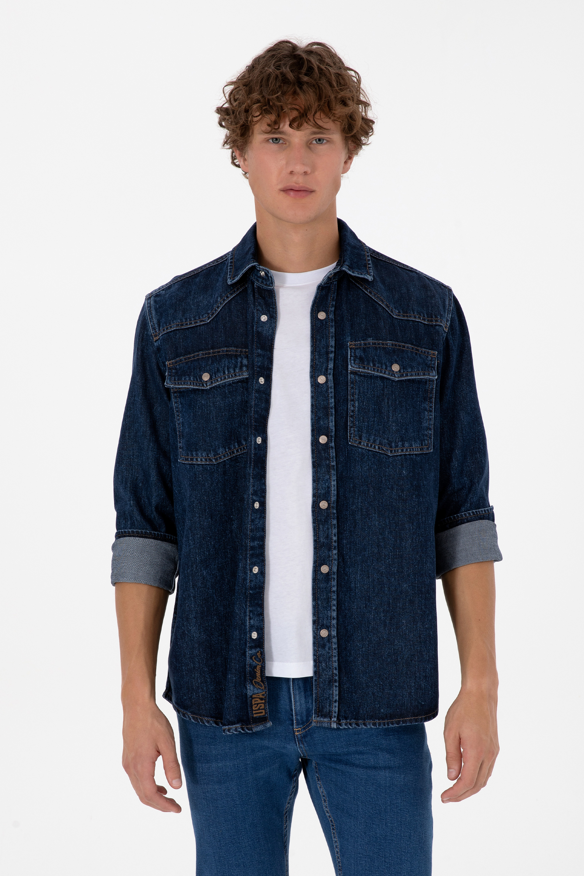 پیراهن جین آبی ریلکس مردانه یو اس پولو | US POLO ASSN