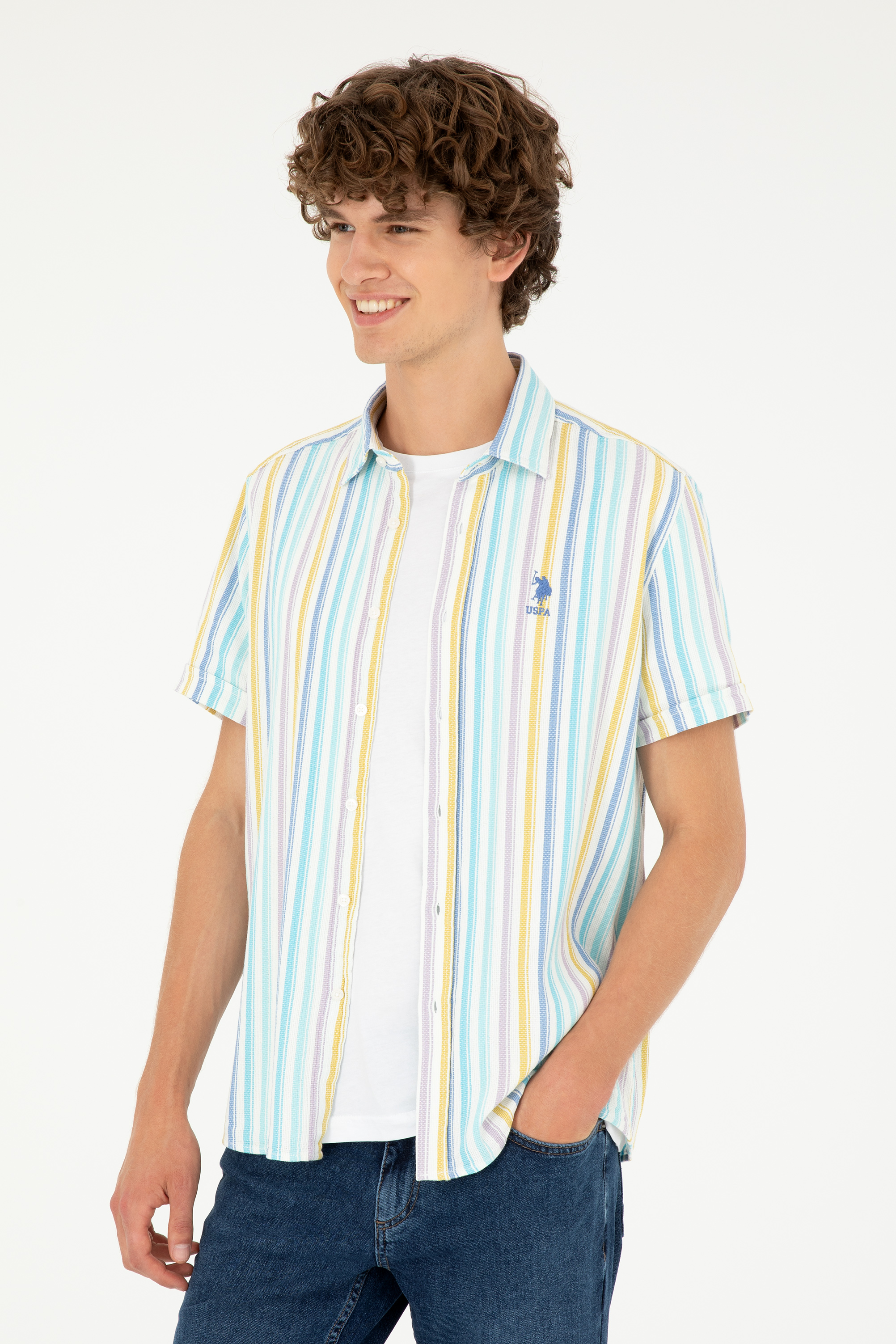 پیراهن آبی تیره رگولار مردانه یو اس پولو | US POLO ASSN