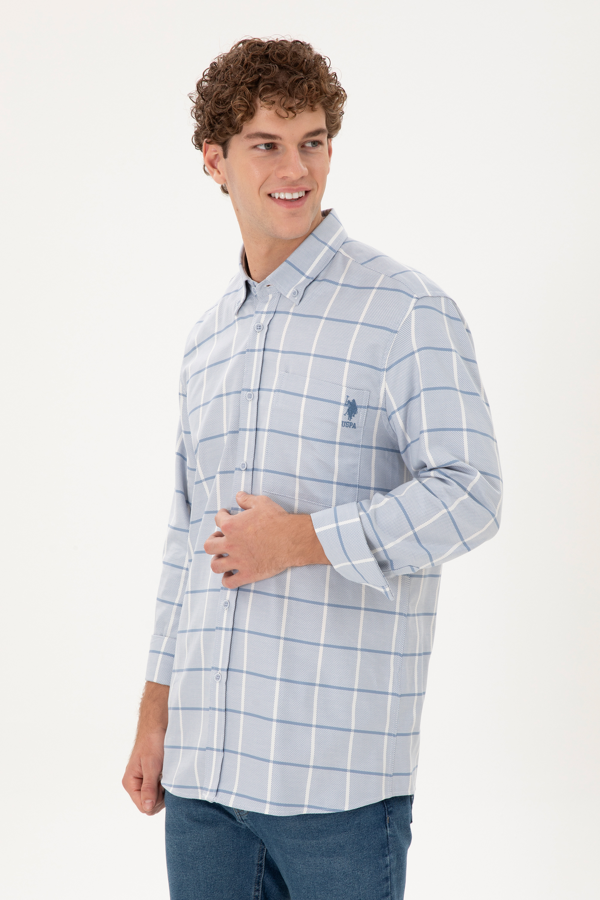 پیراهن آبی تیره ریلکس مردانه یو اس پولو | US POLO ASSN