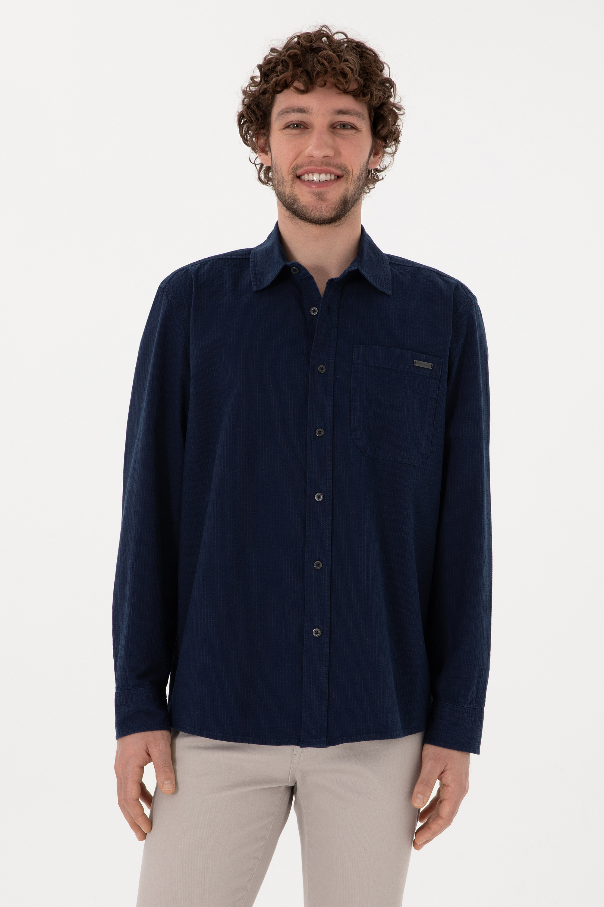 پیراهن آبی تیره ریلکس مردانه یو اس پولو | US POLO ASSN