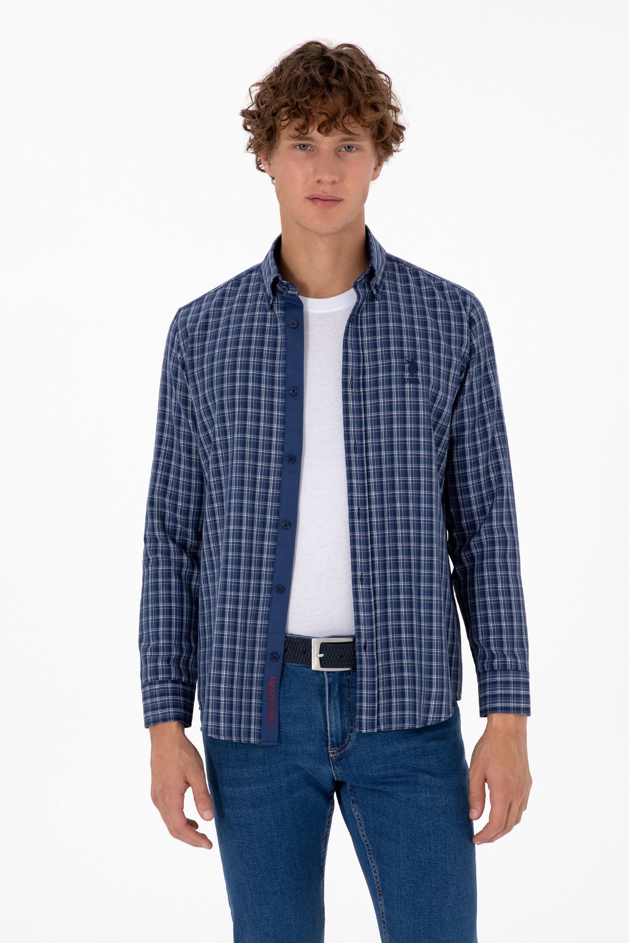 پیراهن آبی تیره رگولار مردانه یو اس پولو | US POLO ASSN