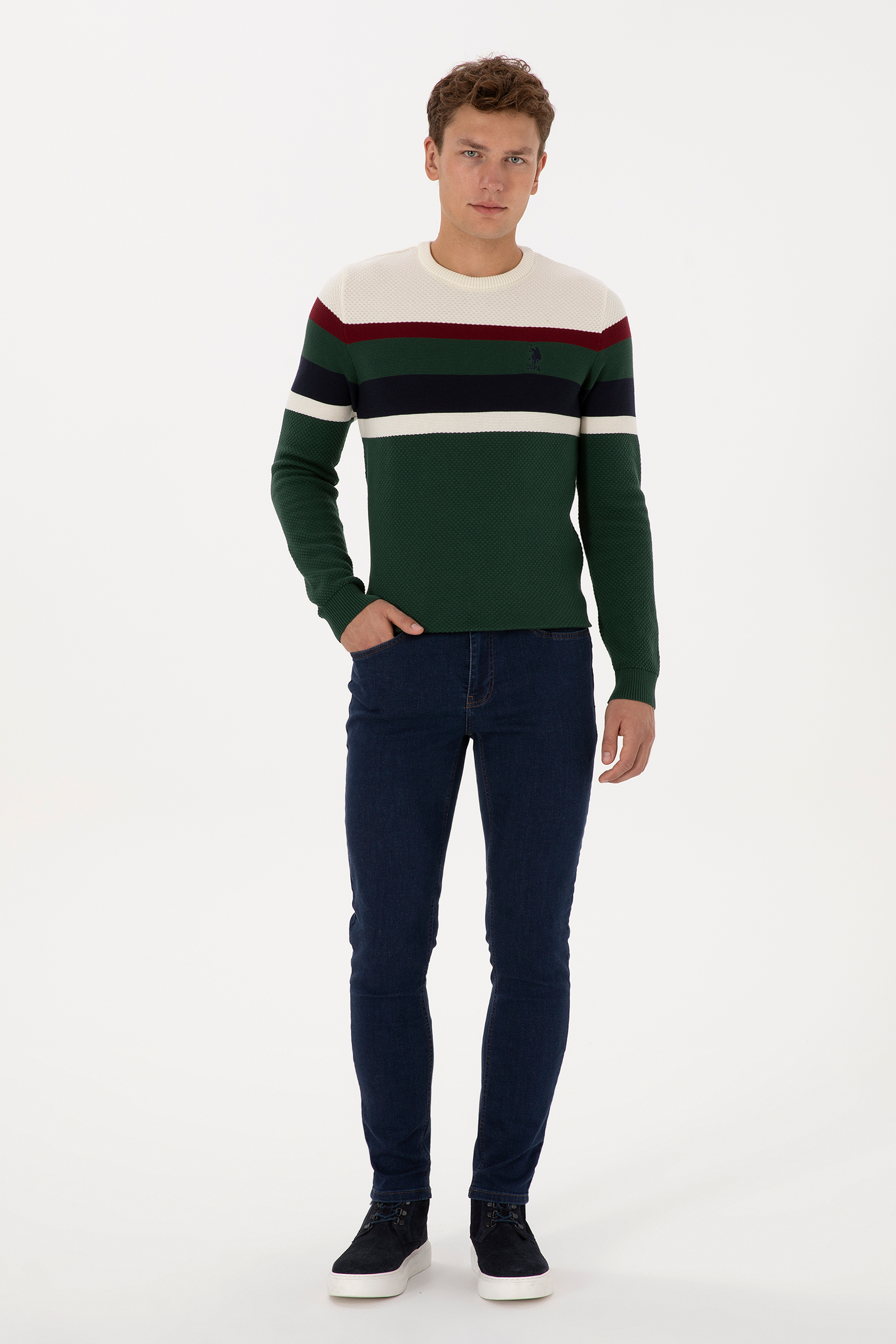شلوار جین آبی تیره اندامی مردانه یو اس پولو | US POLO ASSN