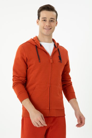 ژاکت هودی آجری  رگولار آستین بلند مردانه یو اس پولو | US POLO ASSN