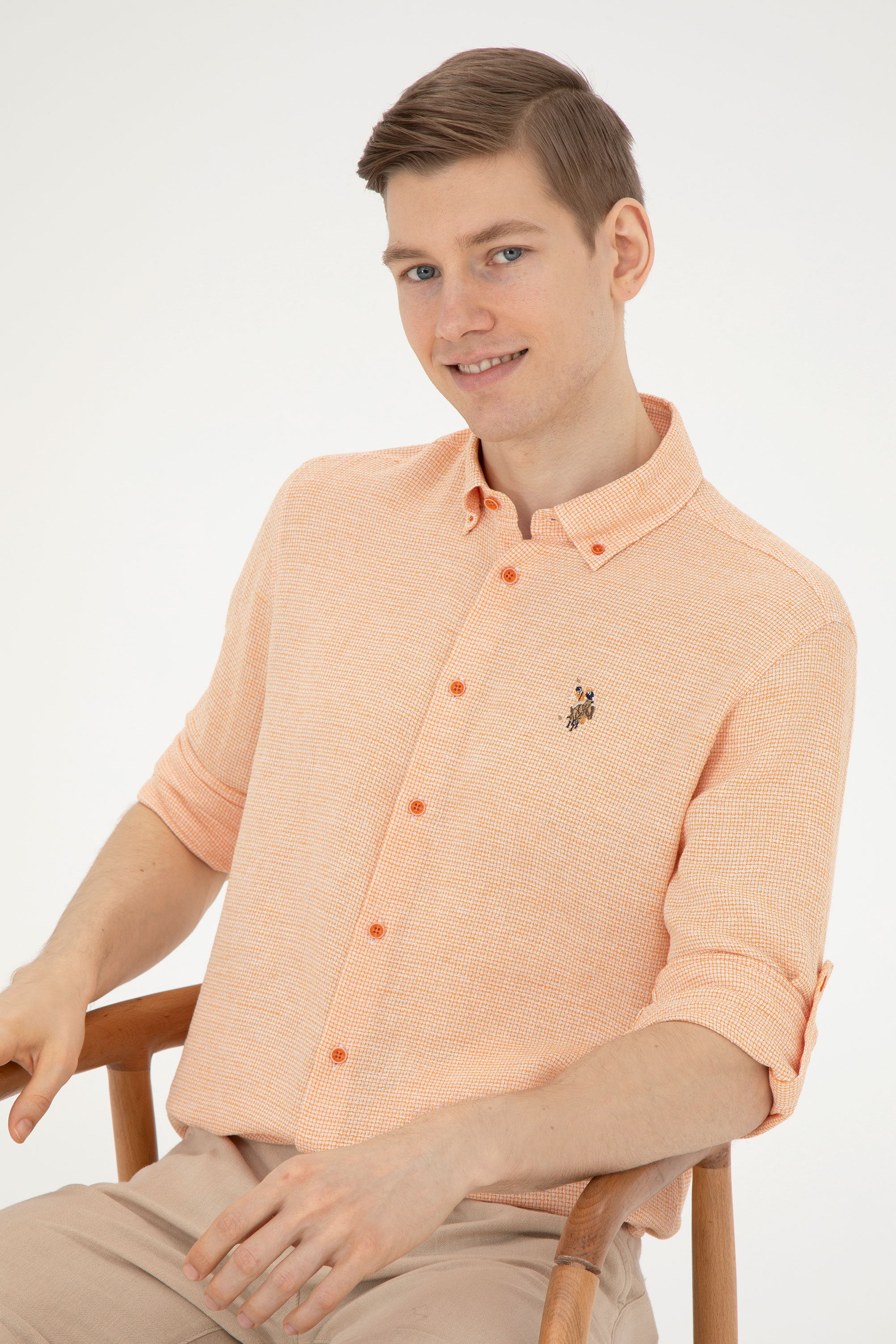 پیراهن آجری رگولار مردانه یو اس پولو | US POLO ASSN