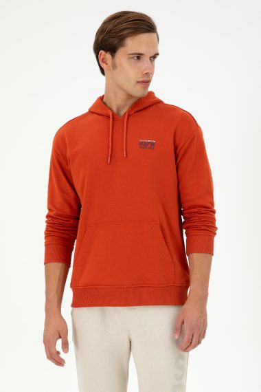 سویشرت هودی آجری  ریلکس آستین بلند مردانه یو اس پولو | US POLO ASSN