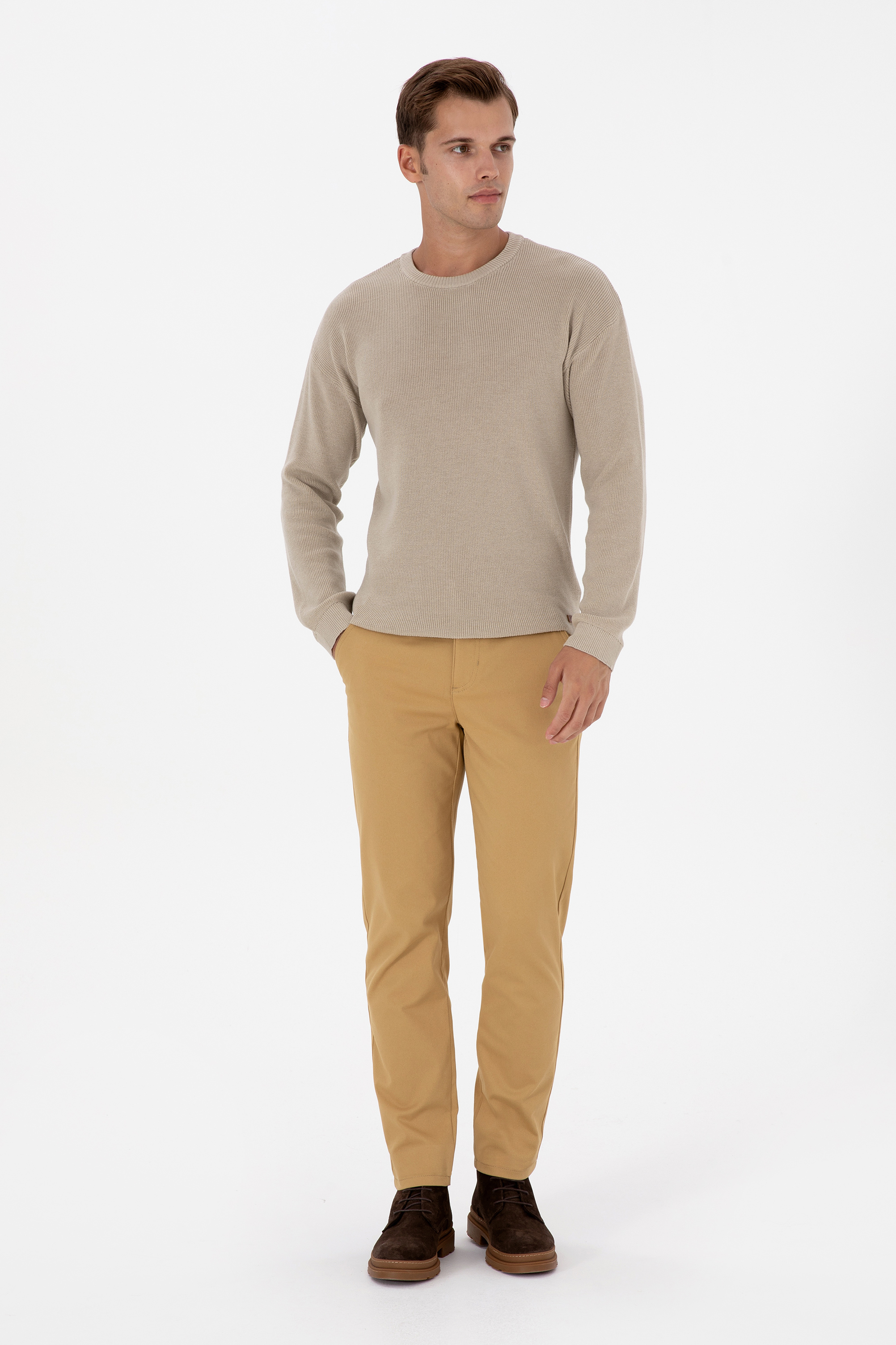 شلوار کانواس / چینو آبی نفتی اندامی مردانه یو اس پولو | US POLO ASSN