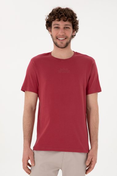 تی شرت یقه گرد آلبالویی  رگولار آستین کوتاه مردانه یو اس پولو | US POLO ASSN