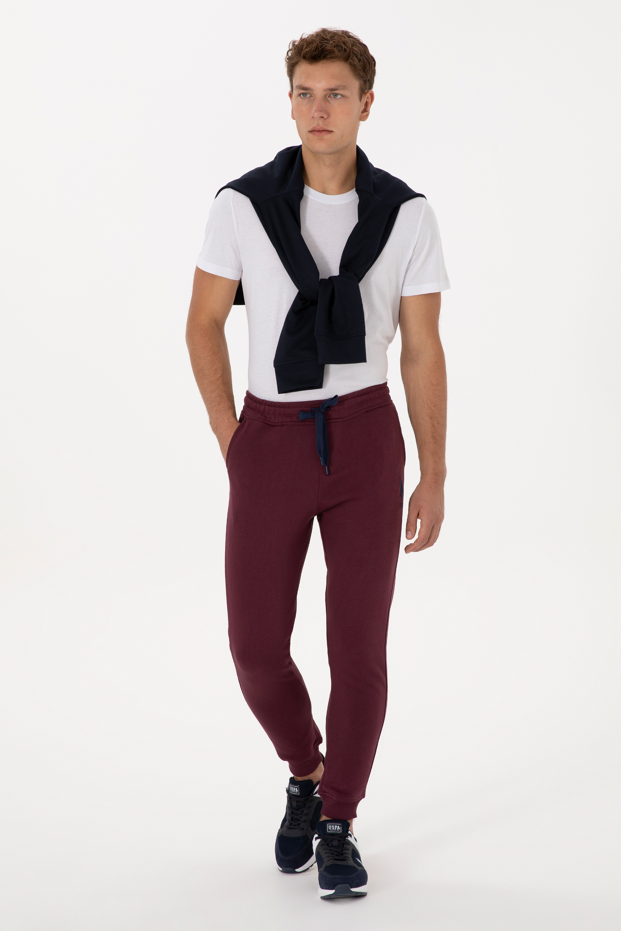 شلوار ورزشی آلبالویی اندامی مردانه یو اس پولو | US POLO ASSN