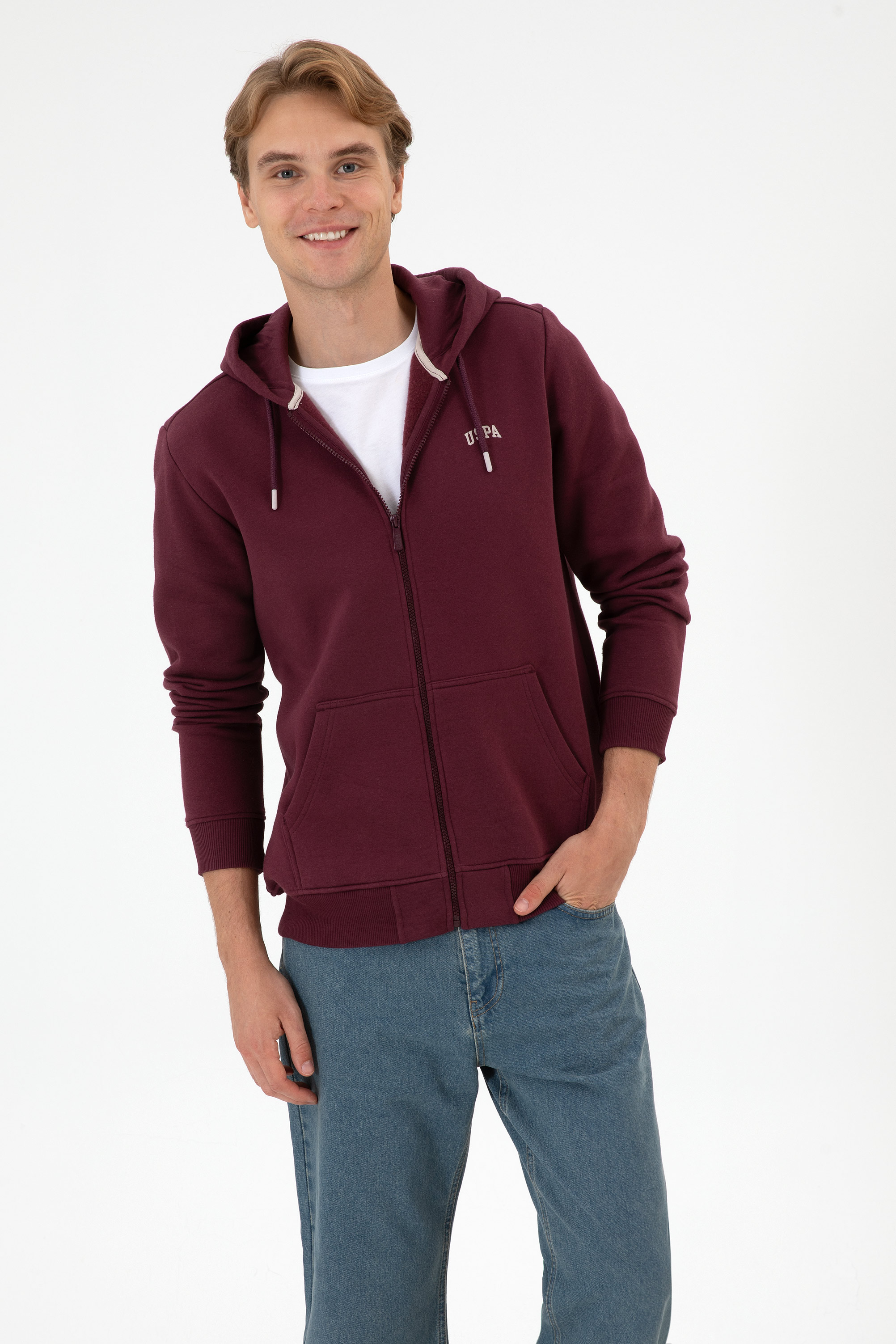ژاکت آلبالویی رگولار مردانه یو اس پولو | US POLO ASSN