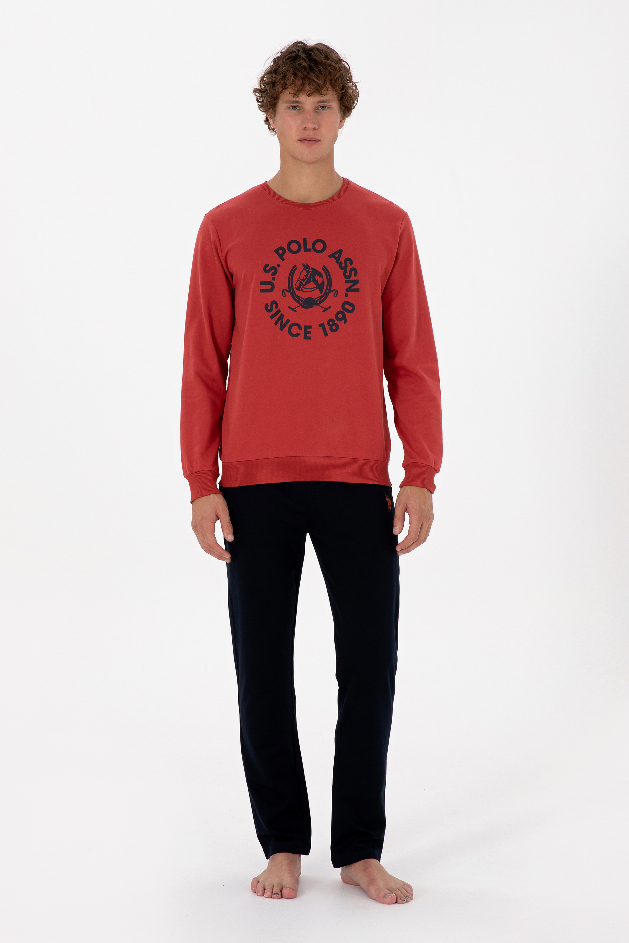ست پیژامه آجری استاندارد فیت مردانه یو اس پولو | US POLO ASSN