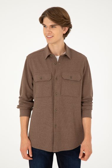 پیراهن  بژ  ریلکس  مردانه یو اس پولو | US POLO ASSN