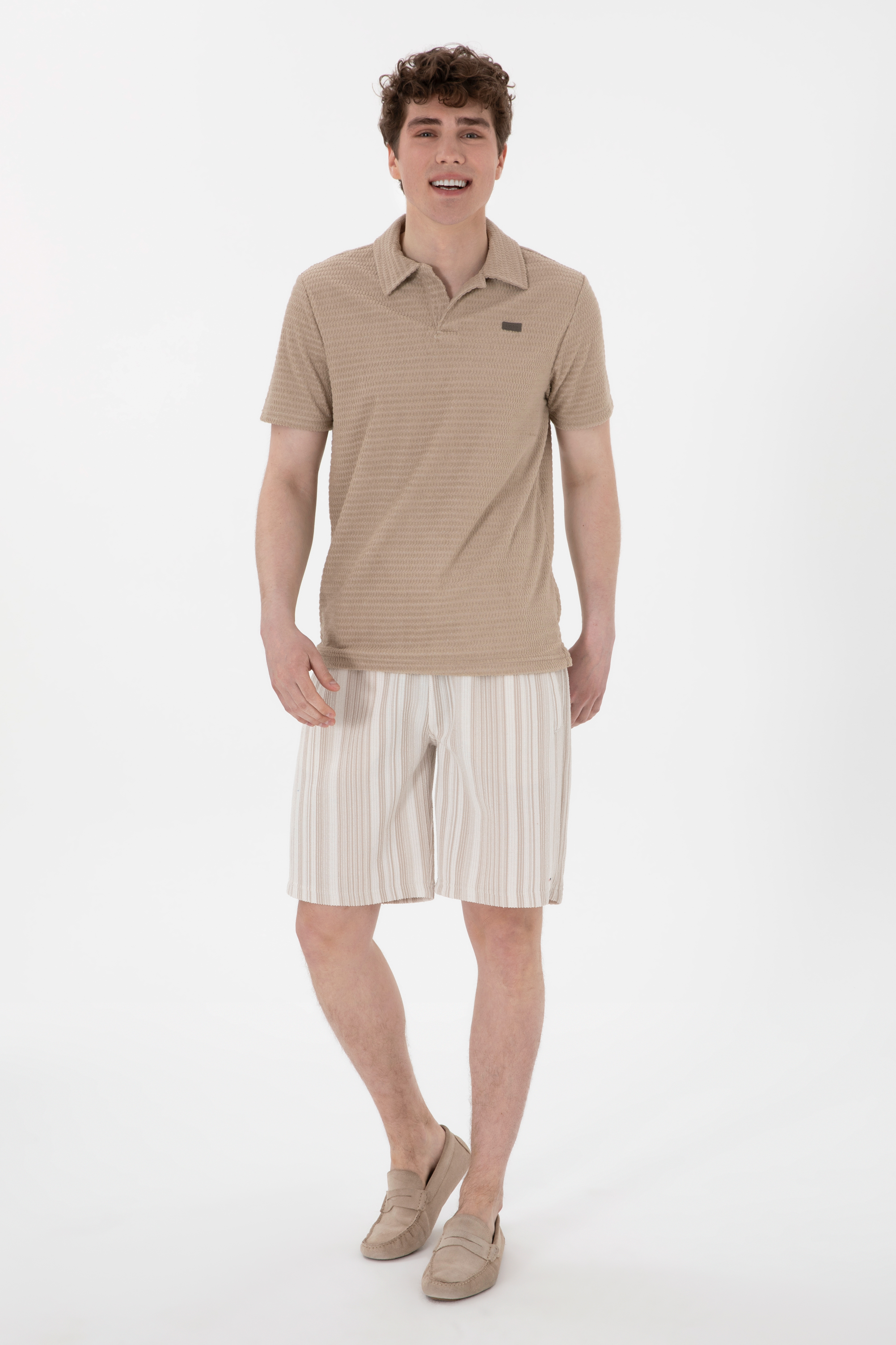 شلوارک بژ ریلکس مردانه یو اس پولو | US POLO ASSN