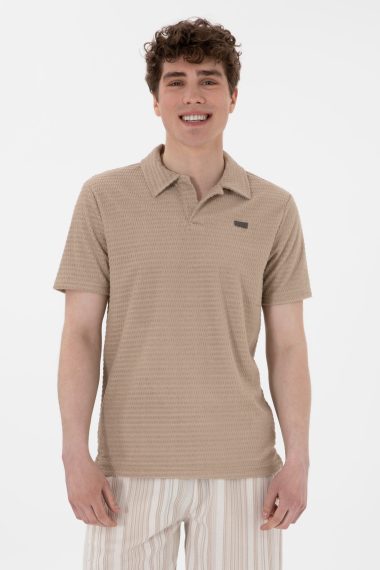 تی شرت یقه پولو بژ  رگولار  مردانه یو اس پولو | US POLO ASSN