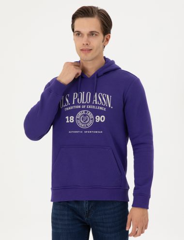 سویشرت هودی بنفش  رگولار آستین بلند مردانه یو اس پولو | US POLO ASSN