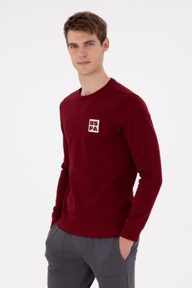 سویشرت یقه گرد بورگاندی  رگولار آستین بلند مردانه یو اس پولو | US POLO ASSN