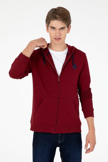 ژاکت هودی بورگاندی  رگولار آستین بلند مردانه یو اس پولو | US POLO ASSN