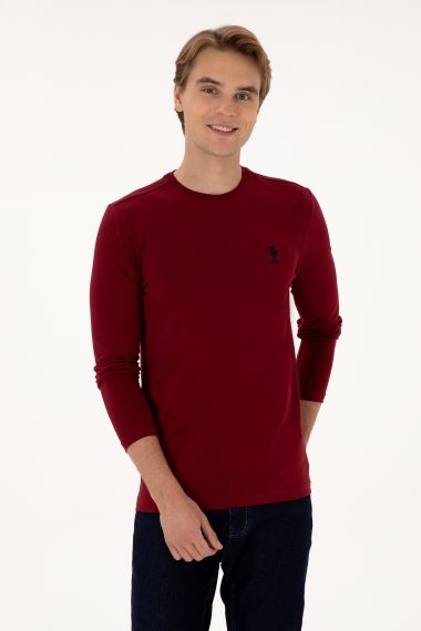 سویشرت بیسیک  بورگاندی  اندامی  مردانه یو اس پولو | US POLO ASSN