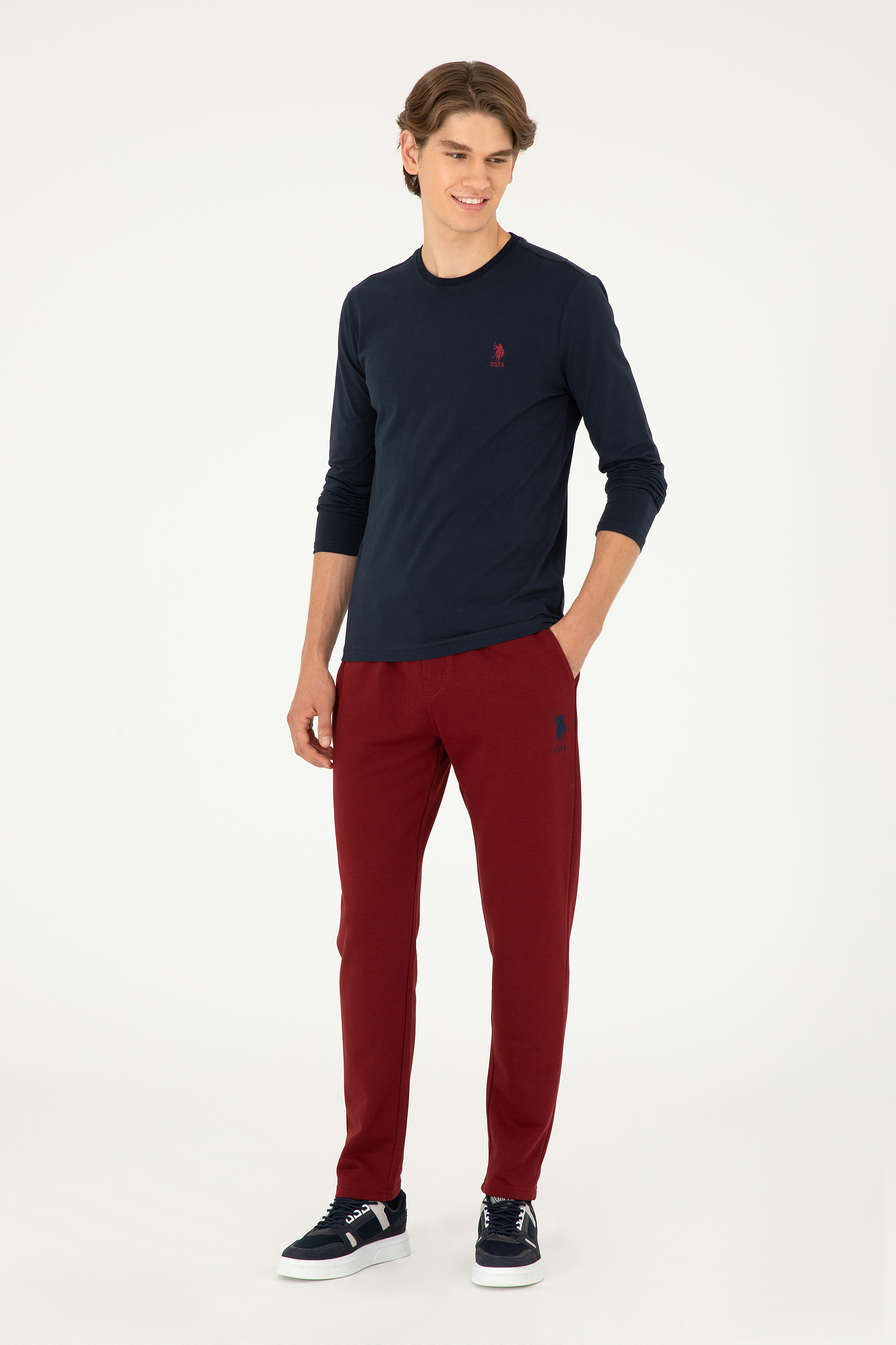 شلوار ورزشی بورگاندی اندامی مردانه یو اس پولو | US POLO ASSN