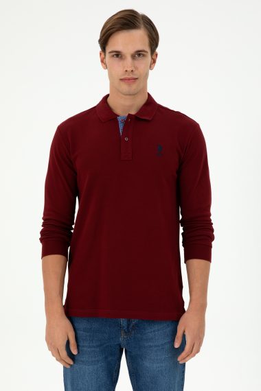 سویشرت بیسیک یقه پولو بورگاندی  رگولار  مردانه یو اس پولو | US POLO ASSN