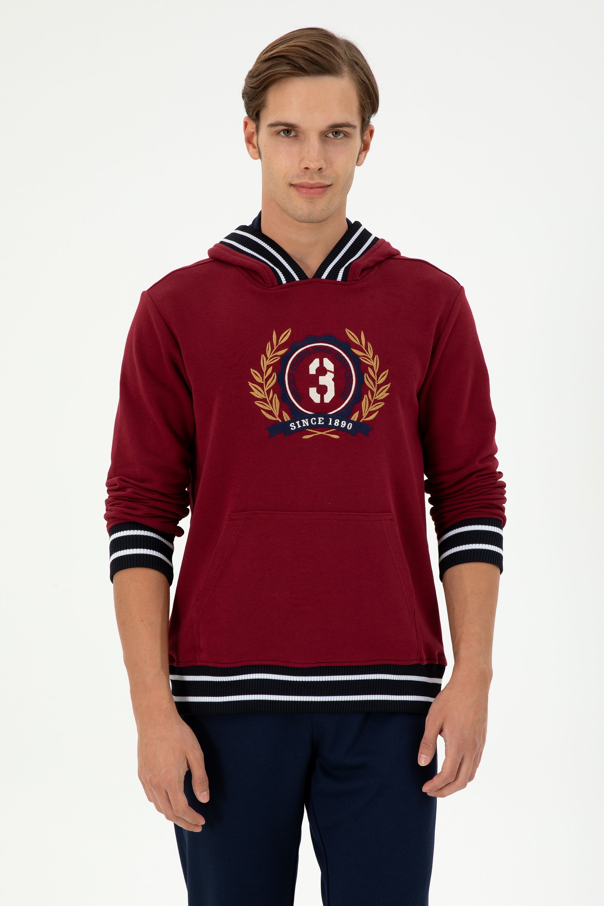 سویشرت هودی بورگاندی رگولار آستین بلند مردانه یو اس پولو | US POLO ASSN