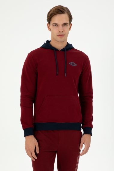 سویشرت هودی بورگاندی  رگولار آستین بلند مردانه یو اس پولو | US POLO ASSN