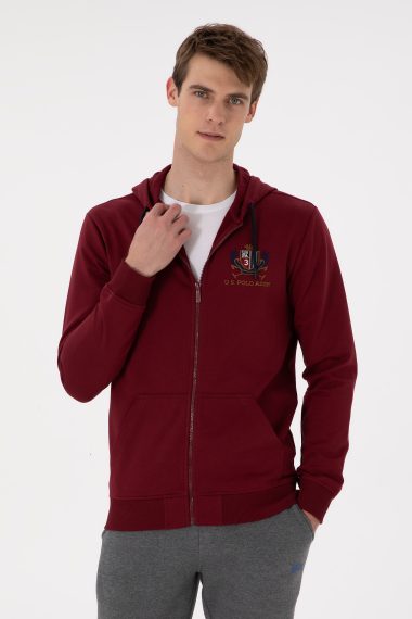ژاکت هودی بورگاندی  رگولار آستین بلند مردانه یو اس پولو | US POLO ASSN