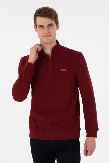 سویشرت بیسیک یقه ایستاده بورگاندی  رگولار  مردانه یو اس پولو | US POLO ASSN