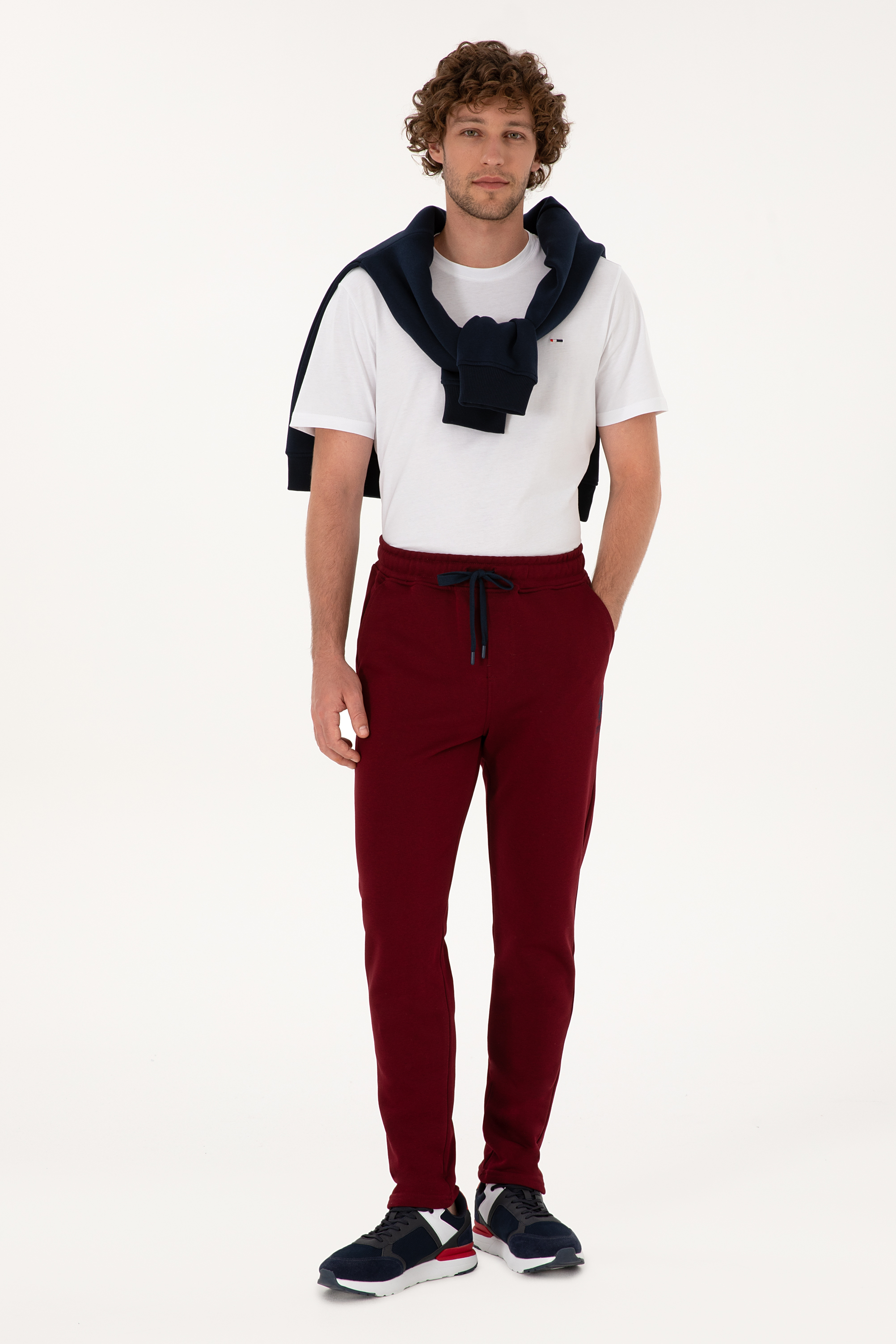 شلوار ورزشی بورگاندی اندامی مردانه یو اس پولو | US POLO ASSN