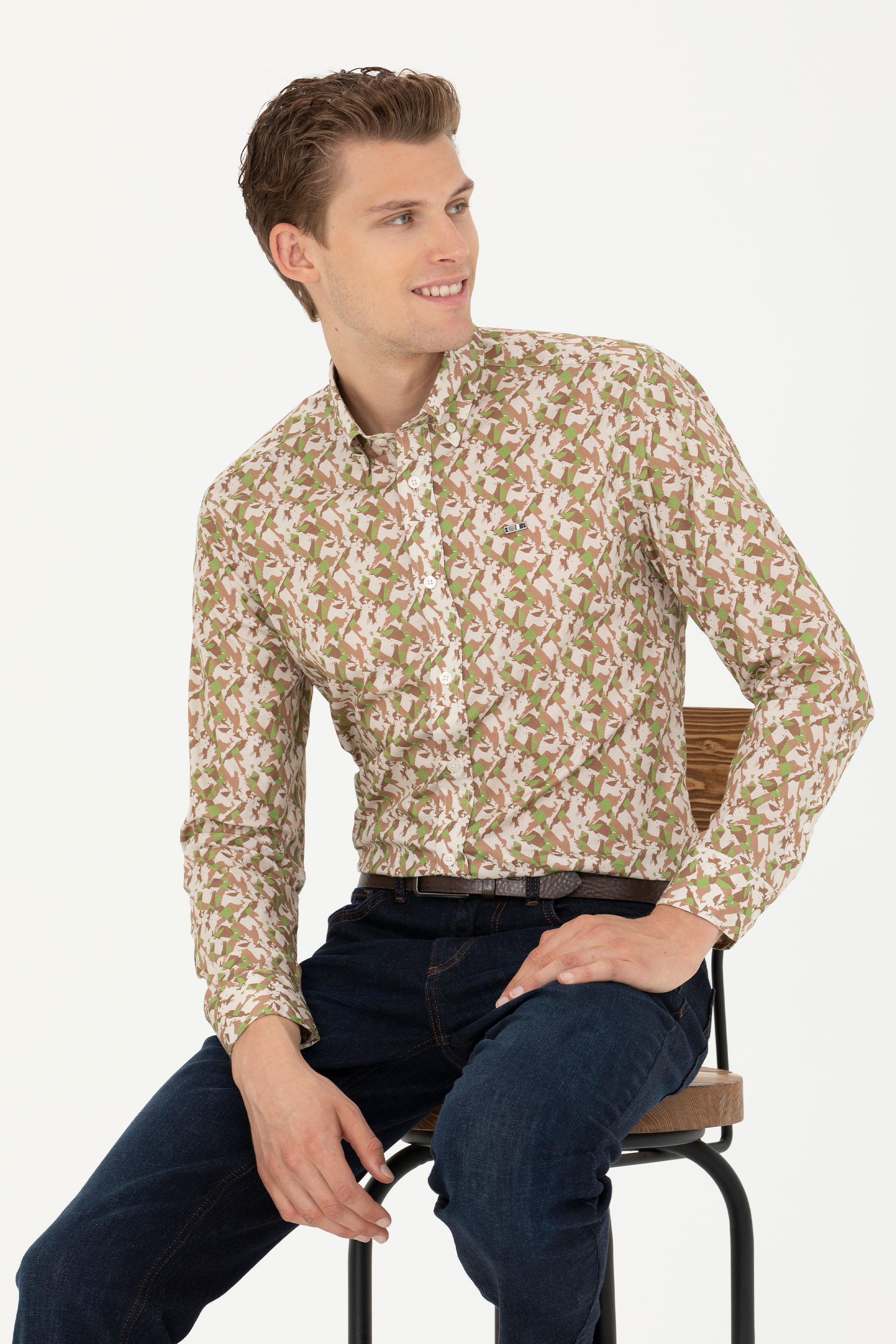 پیراهن خاکستری رگولار مردانه یو اس پولو | US POLO ASSN