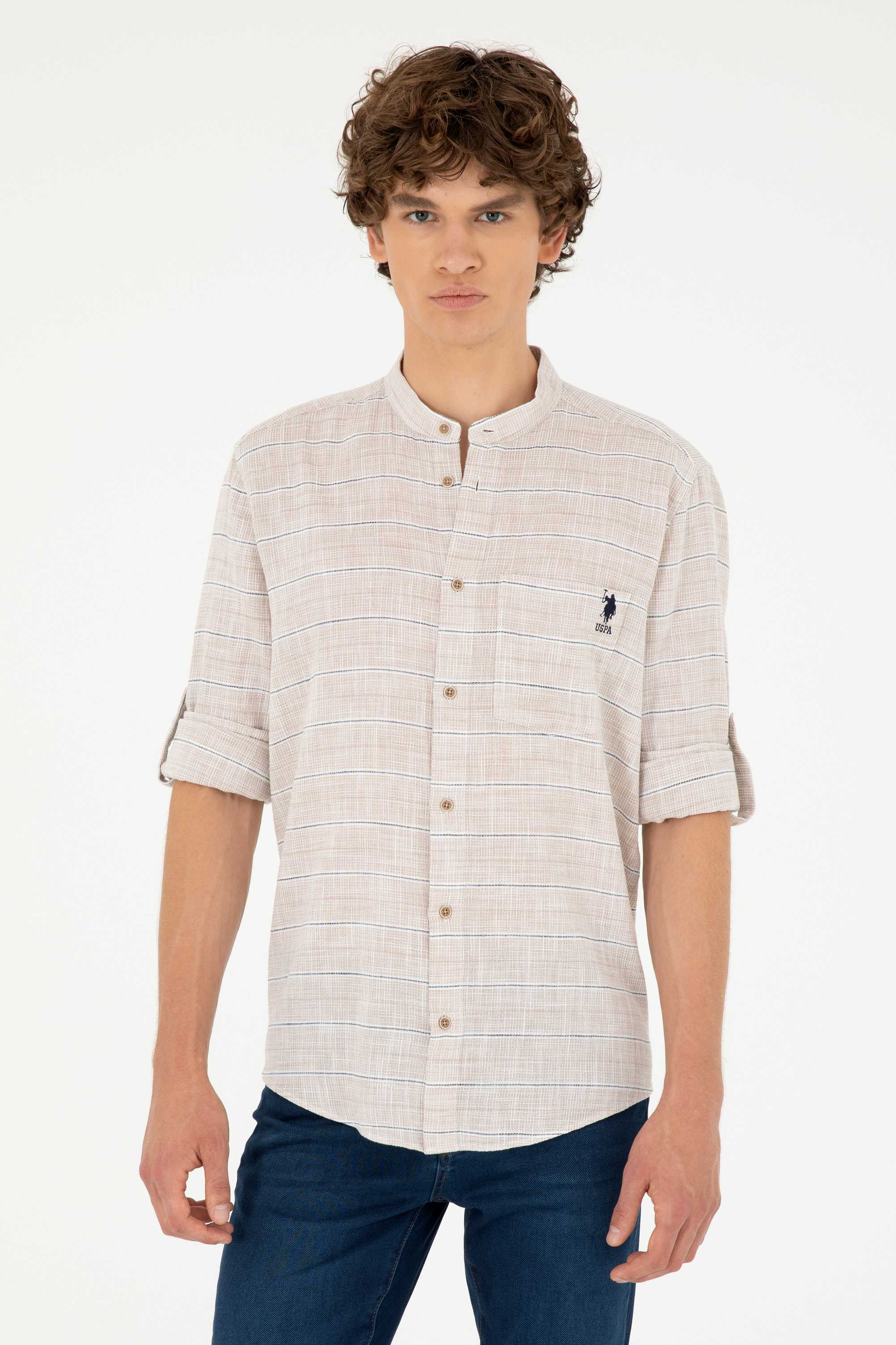 پیراهن خاکستری ریلکس مردانه یو اس پولو | US POLO ASSN