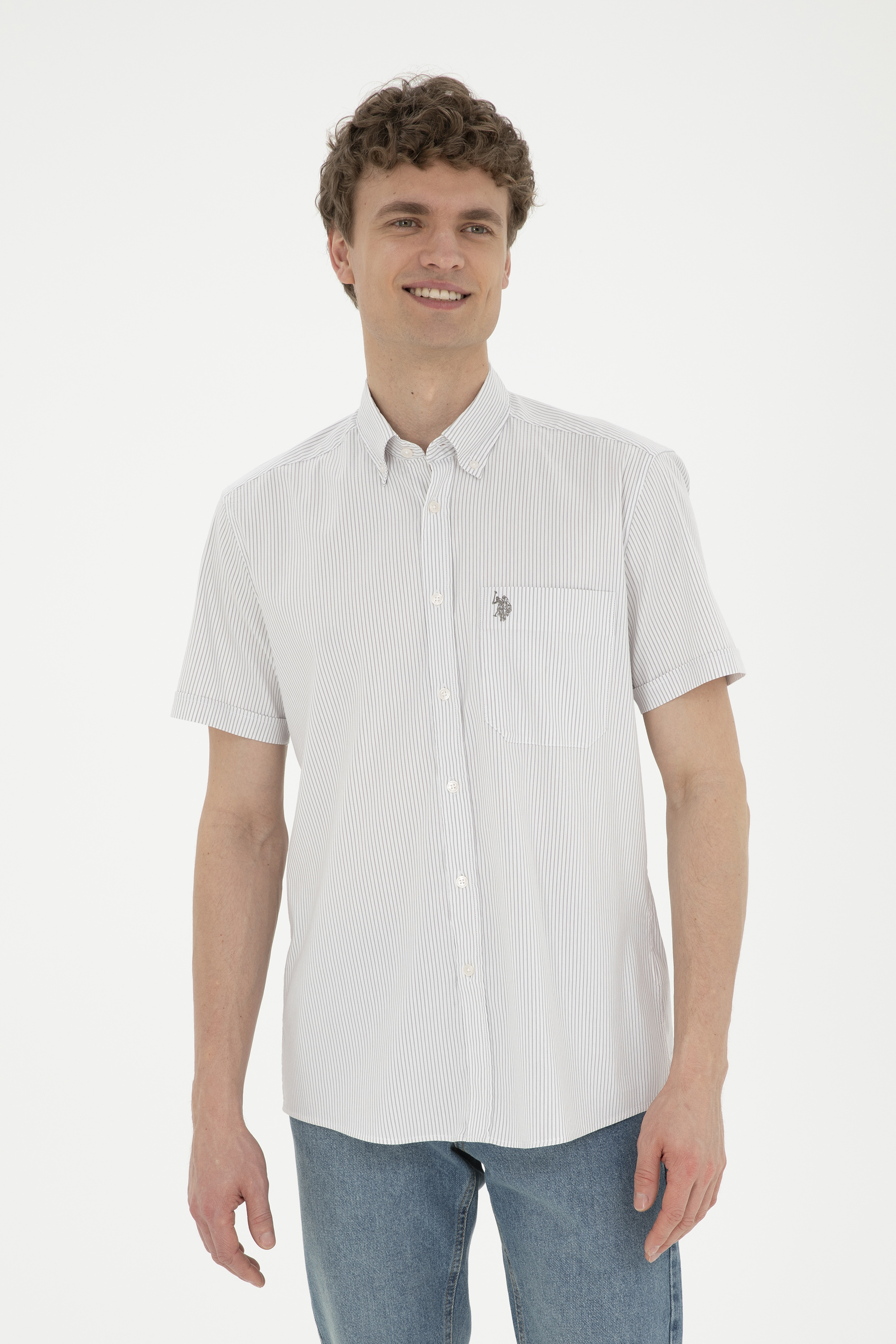 پیراهن خاکستری رگولار مردانه یو اس پولو | US POLO ASSN