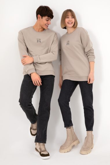 سویشرت بیسیک یقه گرد خاکستری  ریلکس آستین بلند مردانه یو اس پولو | US POLO ASSN