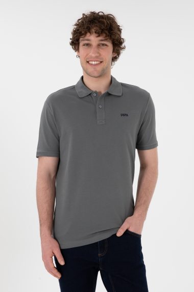 تی شرت بیسیک یقه پولو خاکستری  رگولار  مردانه یو اس پولو | US POLO ASSN