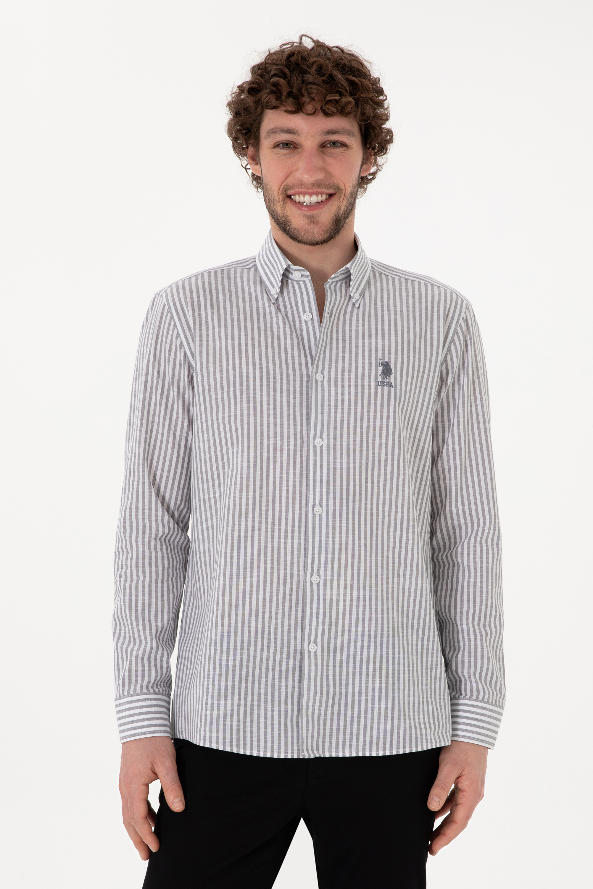 پیراهن خاکستری رگولار مردانه یو اس پولو | US POLO ASSN