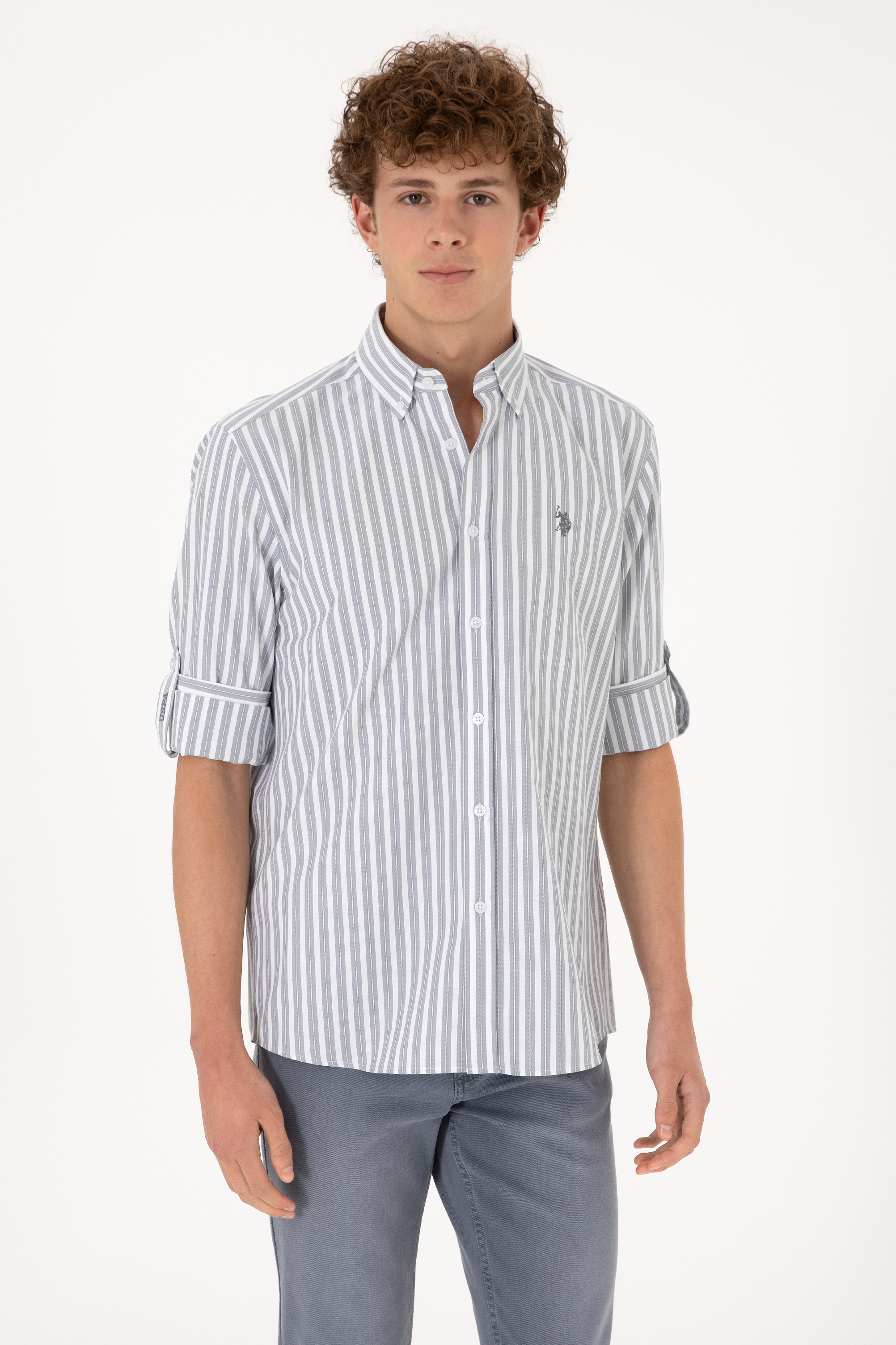 پیراهن خاکستری رگولار مردانه یو اس پولو | US POLO ASSN