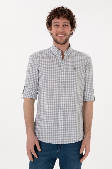 پیراهن  خاکستری  اندامی  مردانه یو اس پولو | US POLO ASSN
