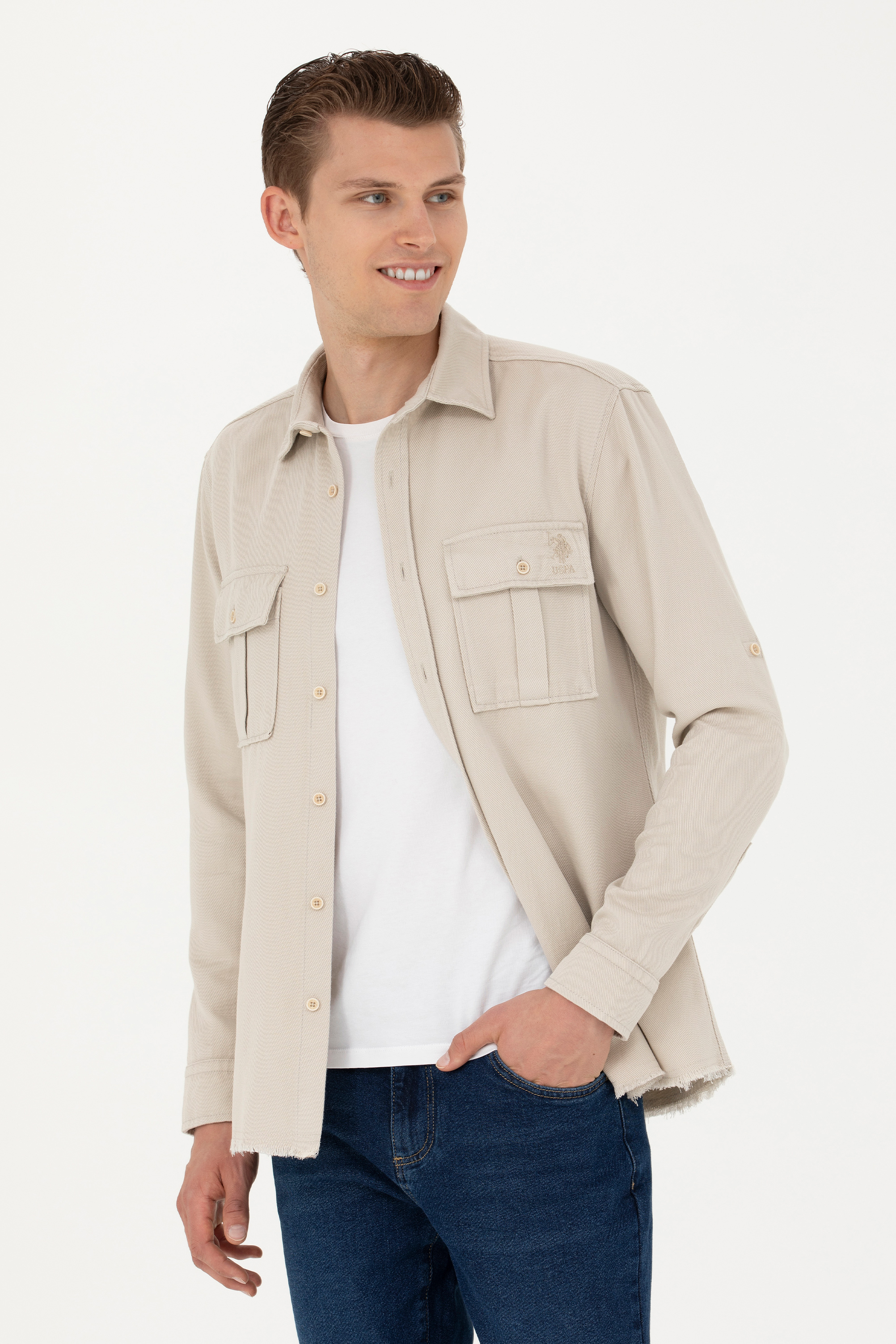 پیراهن خاکستری رگولار مردانه یو اس پولو | US POLO ASSN