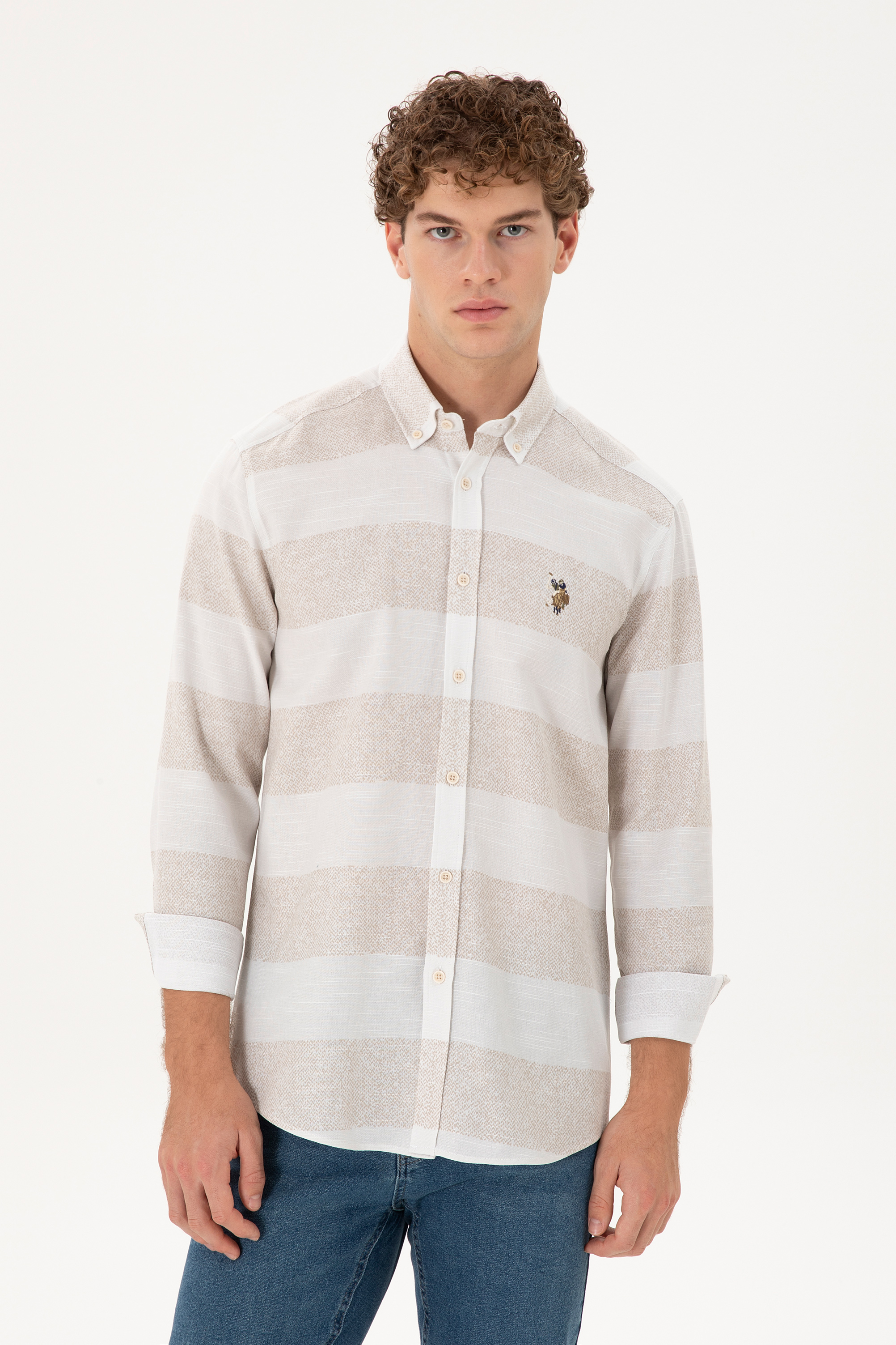 پیراهن خاکستری رگولار مردانه یو اس پولو | US POLO ASSN