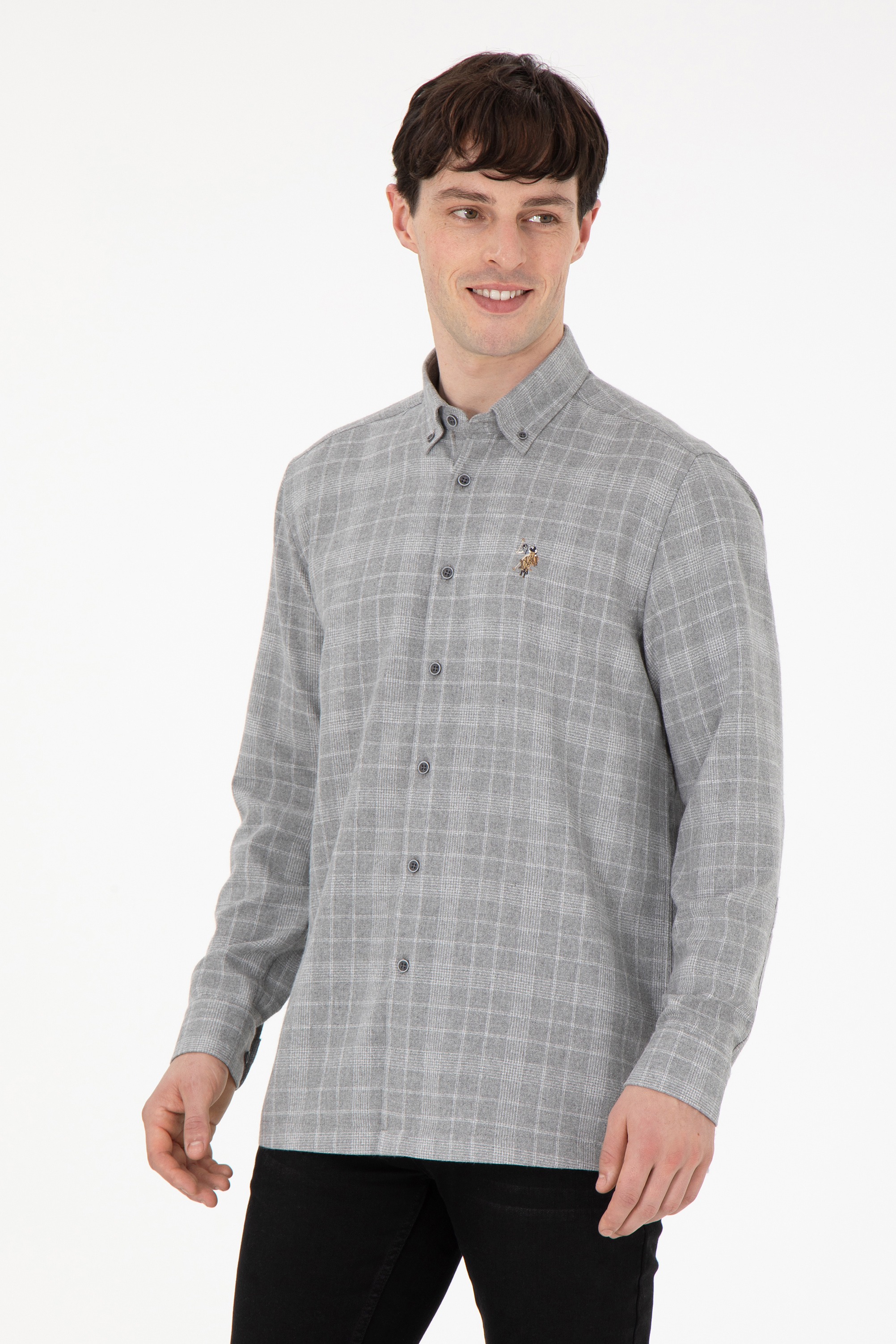 پیراهن خاکستری ریلکس مردانه یو اس پولو | US POLO ASSN