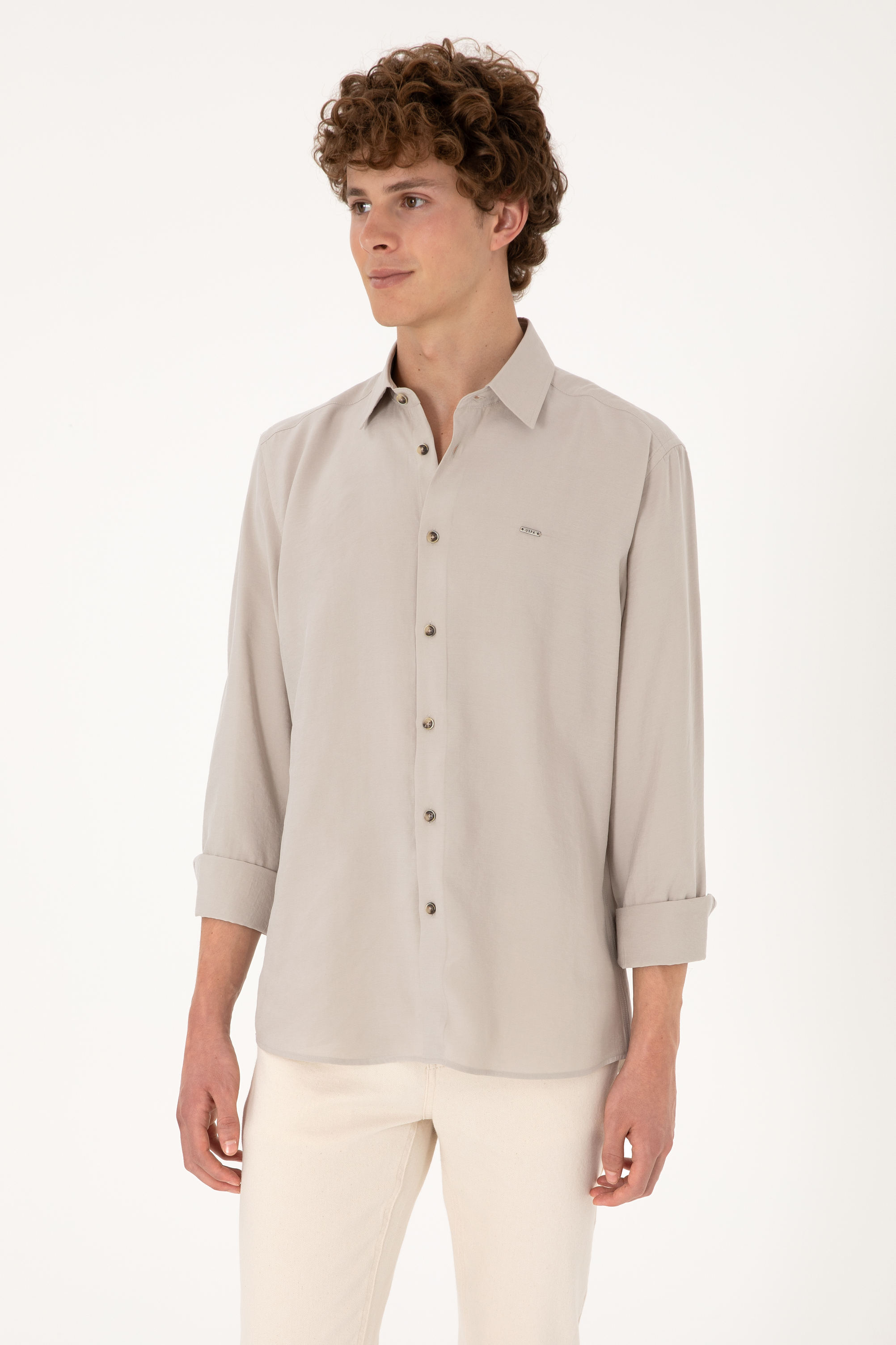 پیراهن خاکستری رگولار مردانه یو اس پولو | US POLO ASSN