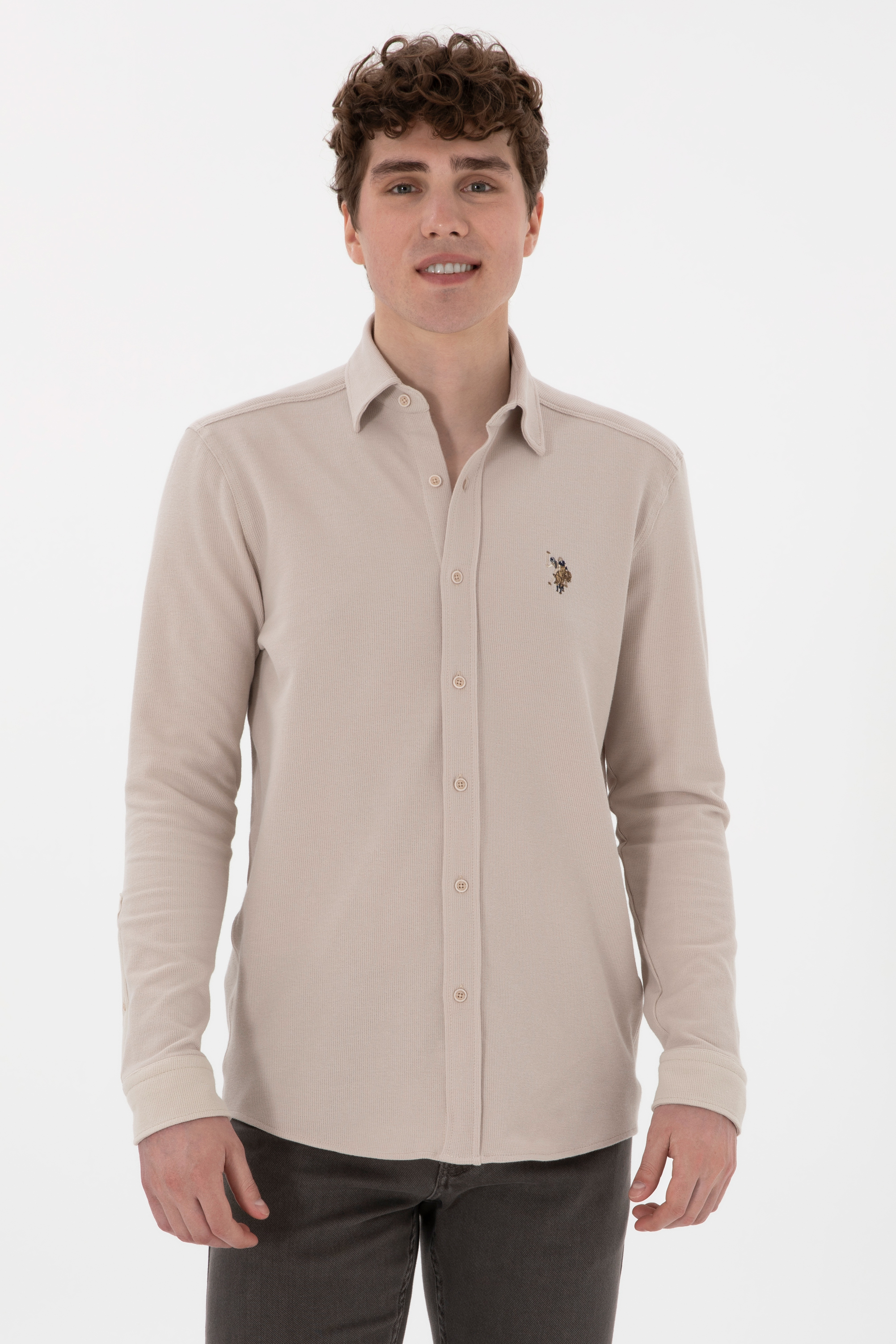 پیراهن خاکستری رگولار مردانه یو اس پولو | US POLO ASSN