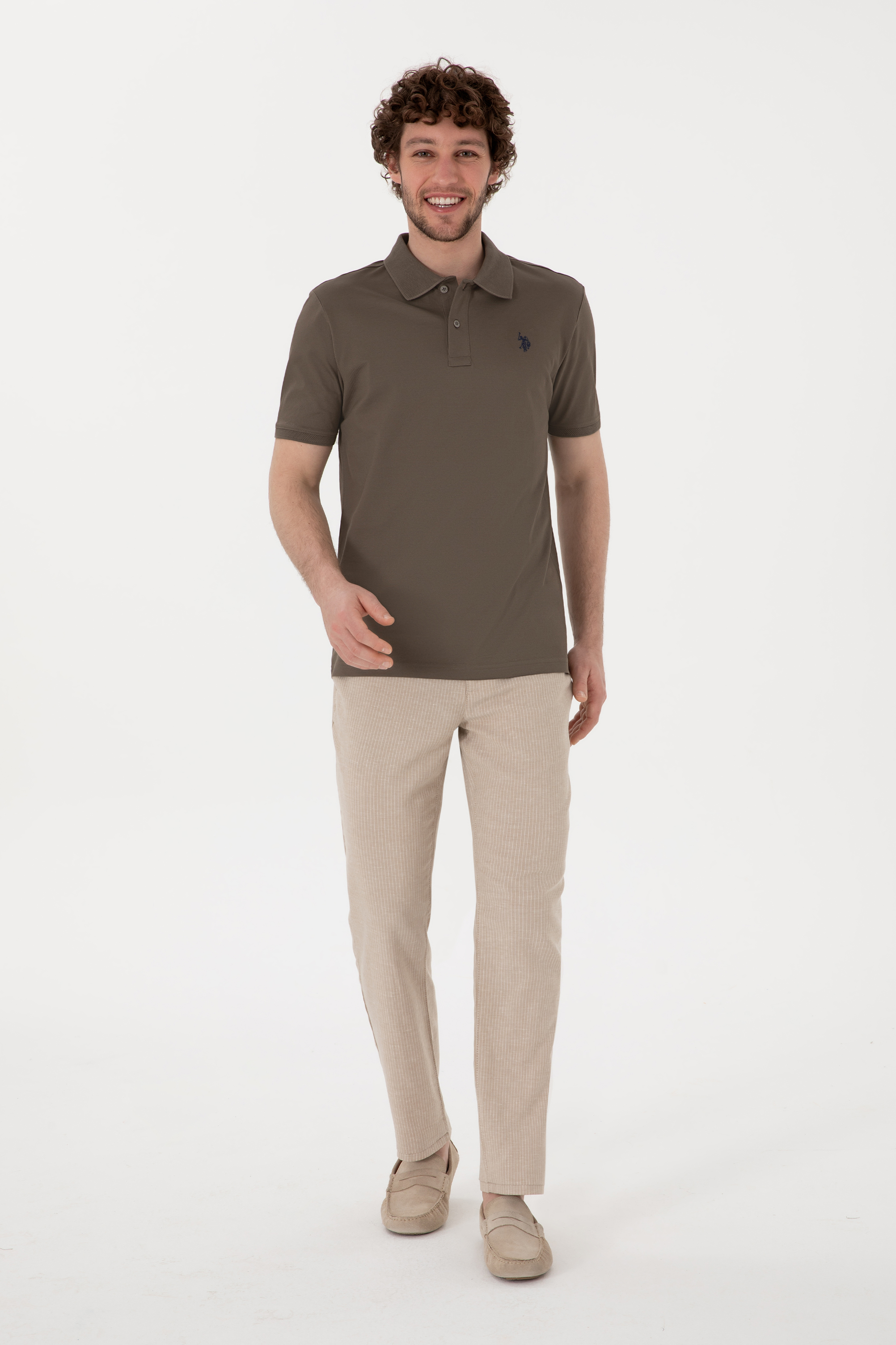 شلوار کانواس خاکستری اندامی مردانه یو اس پولو | US POLO ASSN