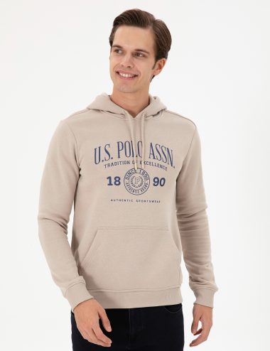 سویشرت هودی خاکستری  رگولار آستین بلند مردانه یو اس پولو | US POLO ASSN