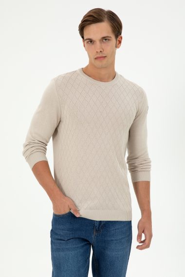 بافت یقه گرد خاکستری  اندامی  مردانه یو اس پولو | US POLO ASSN