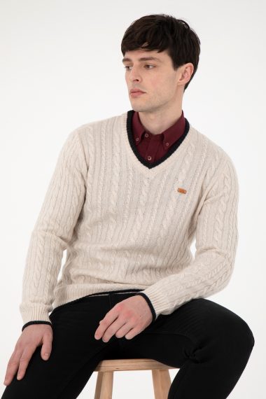 بافت یقه هفت خاکستری  رگولار  مردانه یو اس پولو | US POLO ASSN