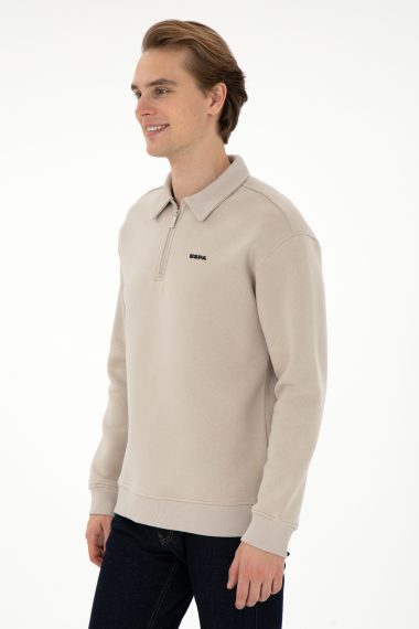 سویشرت بیسیک یقه پولو خاکستری  ریلکس  مردانه یو اس پولو | US POLO ASSN